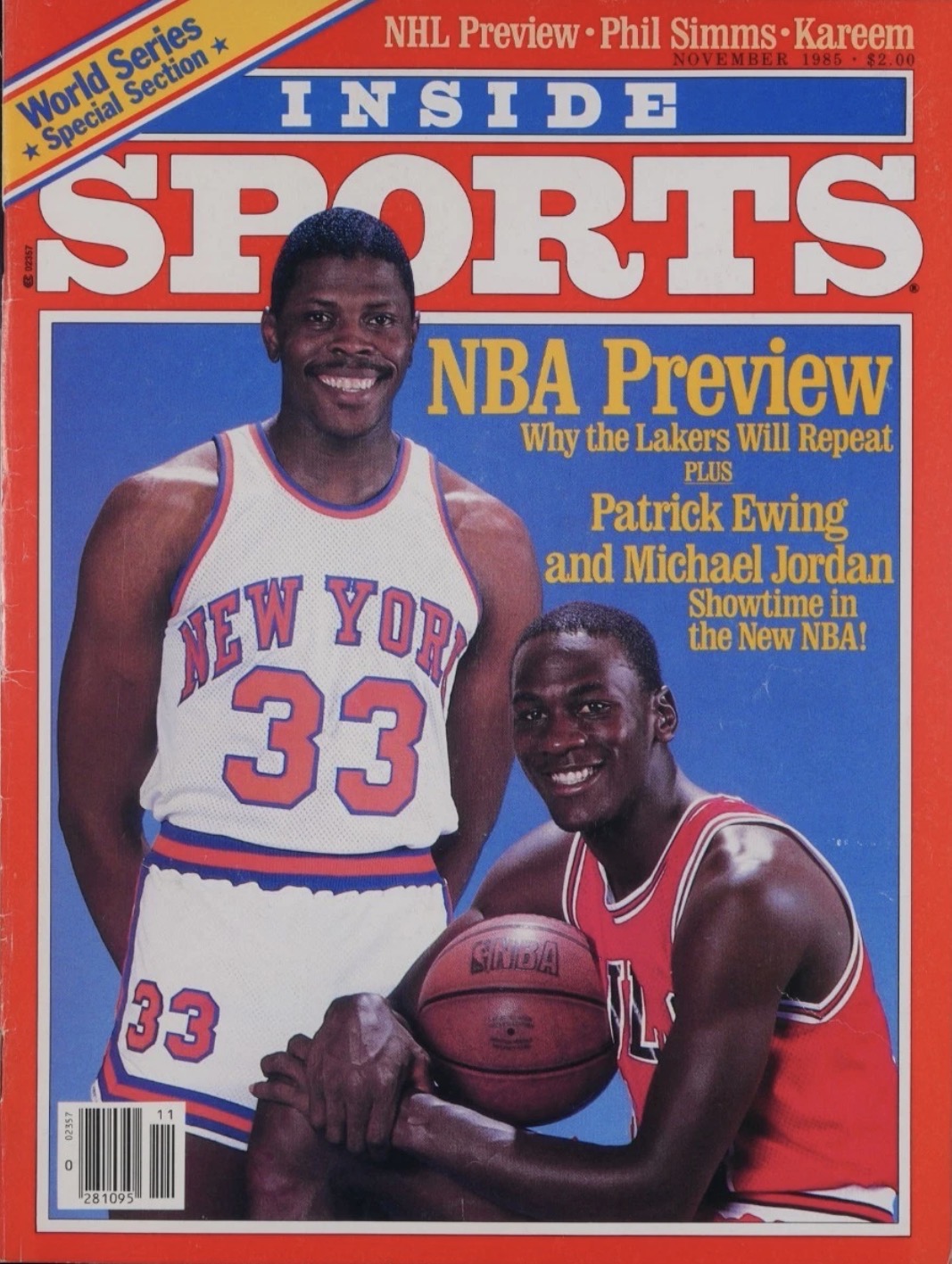 Inside Sports magazine cover featuring Michael Jordan wearing Chicago Bulls road jersey