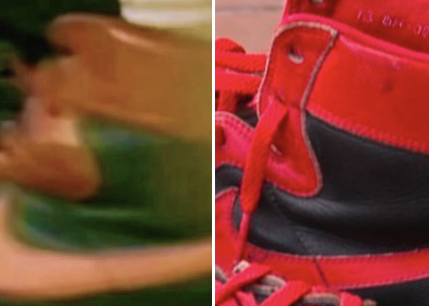Comparison of Michael Jordan’s black and red Nike Air Ship from the October 18 Knicks game and the surviving pair