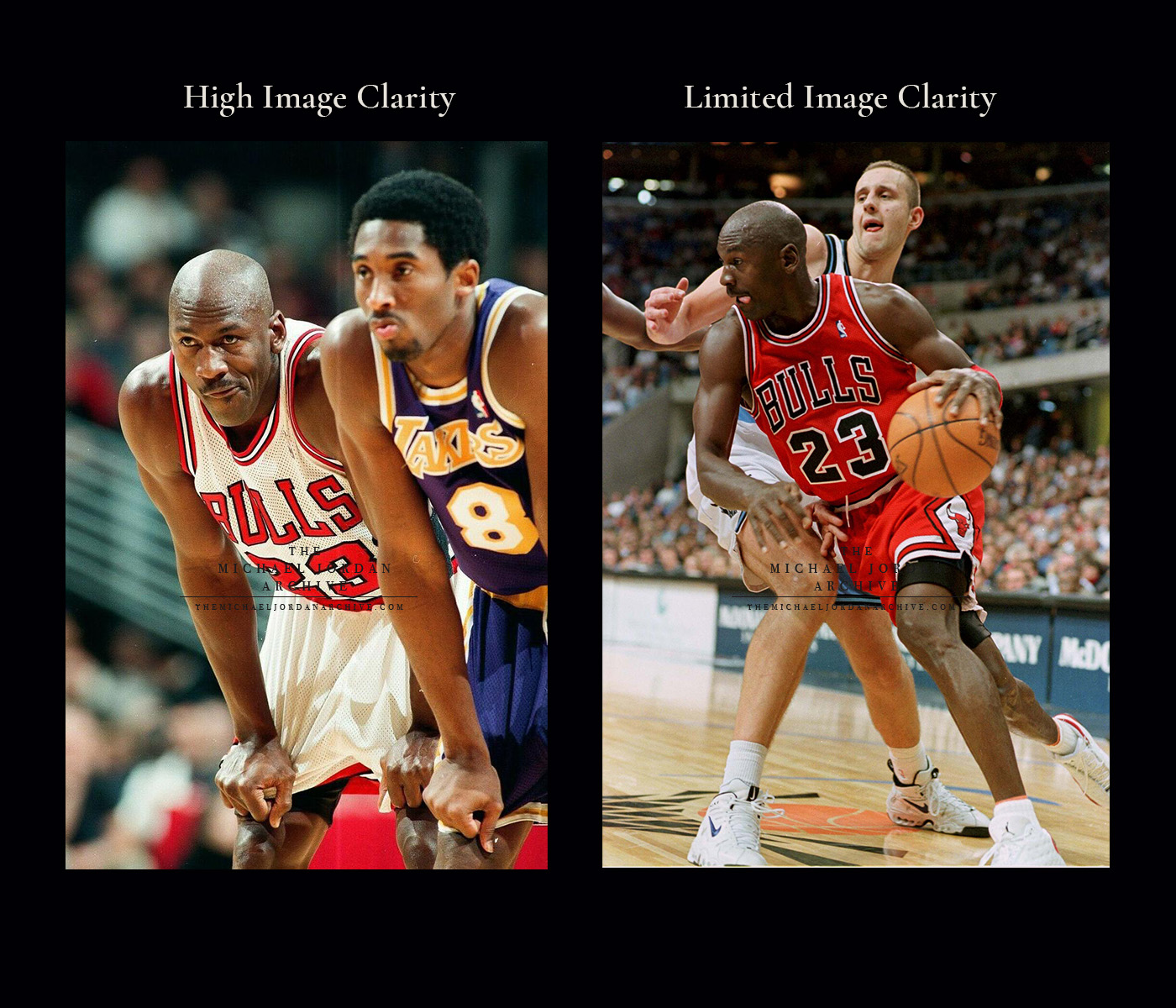 Comparison of high and limited image clarity in photographic reference imagery