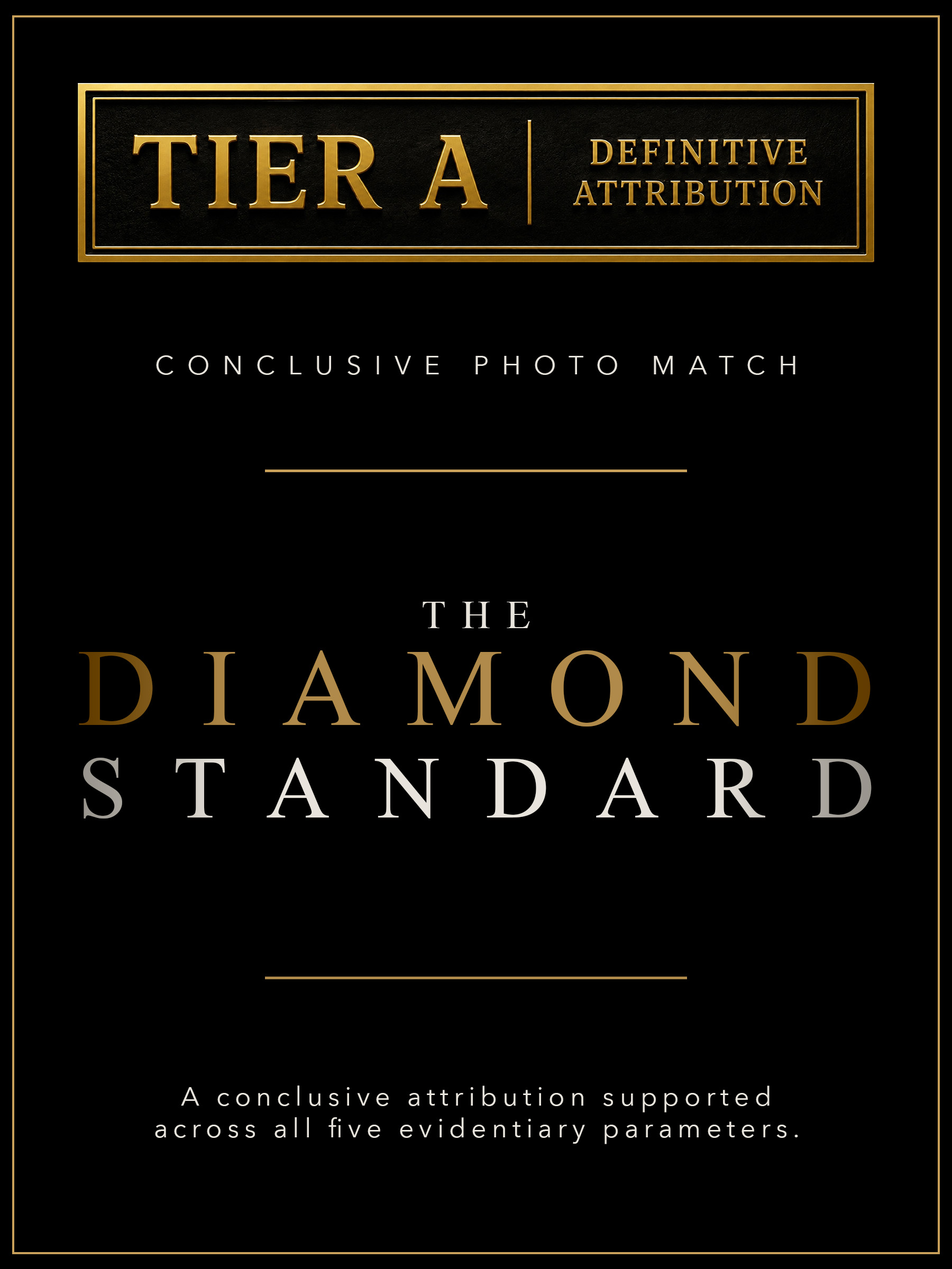 Tier A Definitive Attribution Diamond Standard classification card