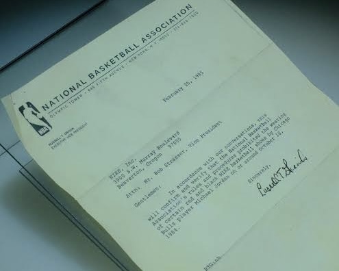 NBA letter to Nike referencing red and black Nike basketball shoes worn by Michael Jordan on or around October 18, 1984