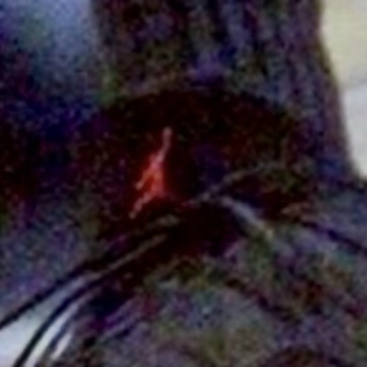 Original game-image crop of the upper tongue edge above and to the right of the red Jordan logo