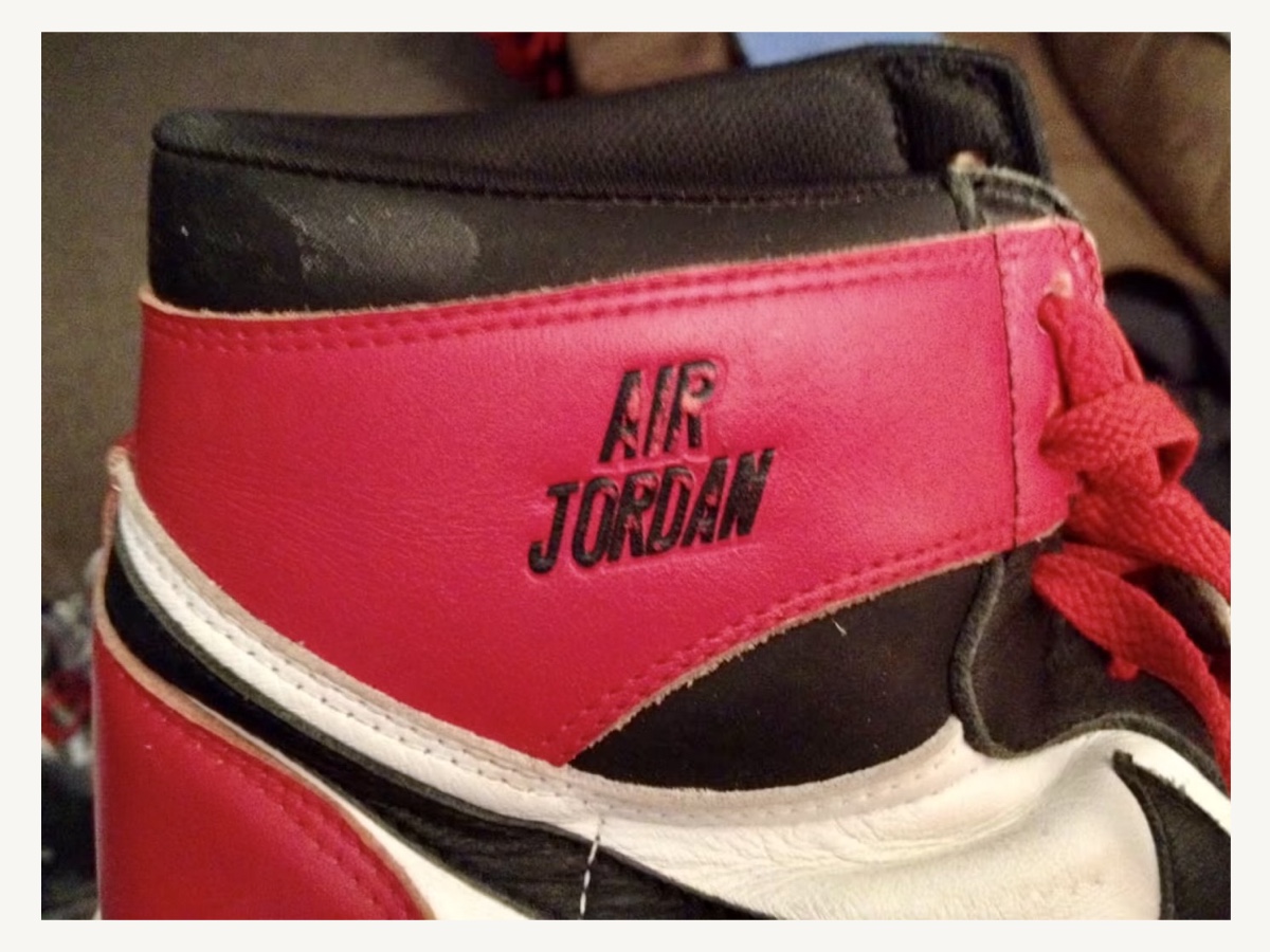 Alternate private-source image of the Air Jordan I pair worn in the Jumpman photograph