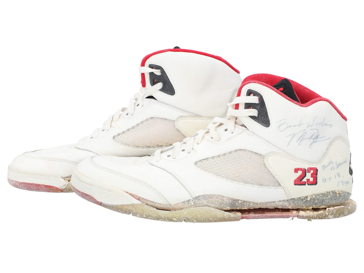 1990 Air Jordan V — White | Red | Black — Image 2